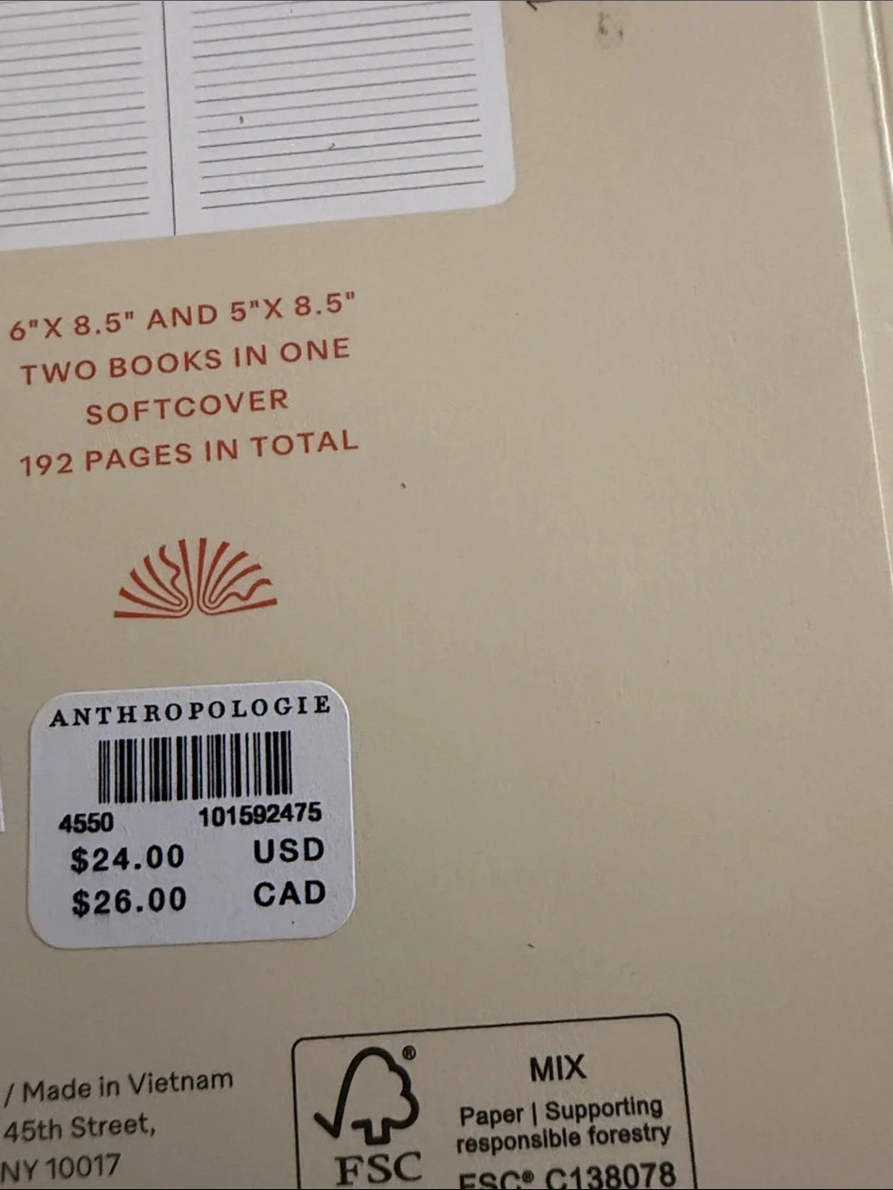 Papier x Anthropologie Harlequin Stepped Journal Cherries Cherry NEW